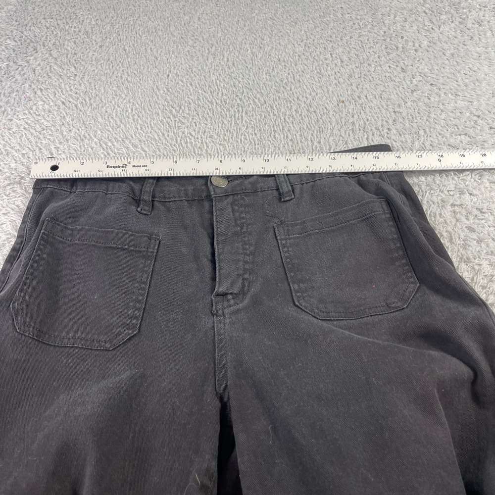 Royalty For Me Black Wide Leg Crop Pants Womens Size 10 High Rise Patch Pocket - Picture 5 of 11